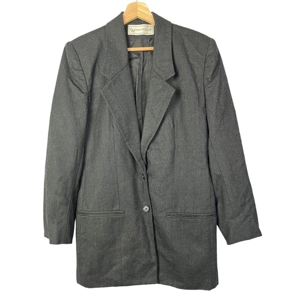 Evan Picone Dark Gray Two Button Suit Blazer 40R - Picture 1 of 3